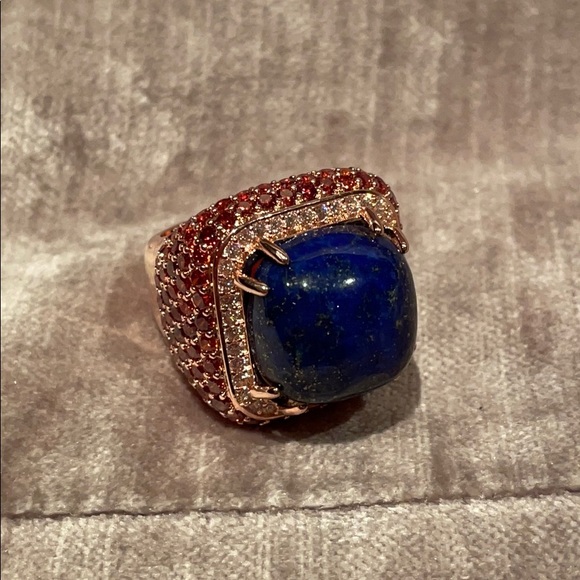 Genuine Lapis Lazuli Square Rosetone Ring NWTS - Picture 9 of 10
